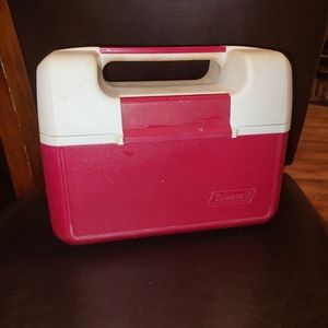 VTG Coleman Lunchbox Icebox Cooler Rare Red White GUC